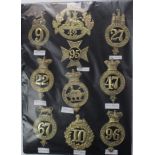 British Victorian Badges with K & K numbers on a card. (10)