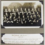 Rugby postcard plus legend by Jerome c1930's, produced from original photo. New Zealand All Blacks
