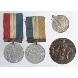 WWI Tribute and Peace Day Medals (4): 2x Plymouth Peace 1919 medals aluminium with ribbons,