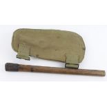 WW1 scarce 1915 dated entrenching tool in its 1918 dated webbing cover complete with wooden handle