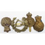 Badges (4) original (all brass) 2 Lothian & Border Horse, Shropshire Yeomanry & 7th Battn. Hampshire