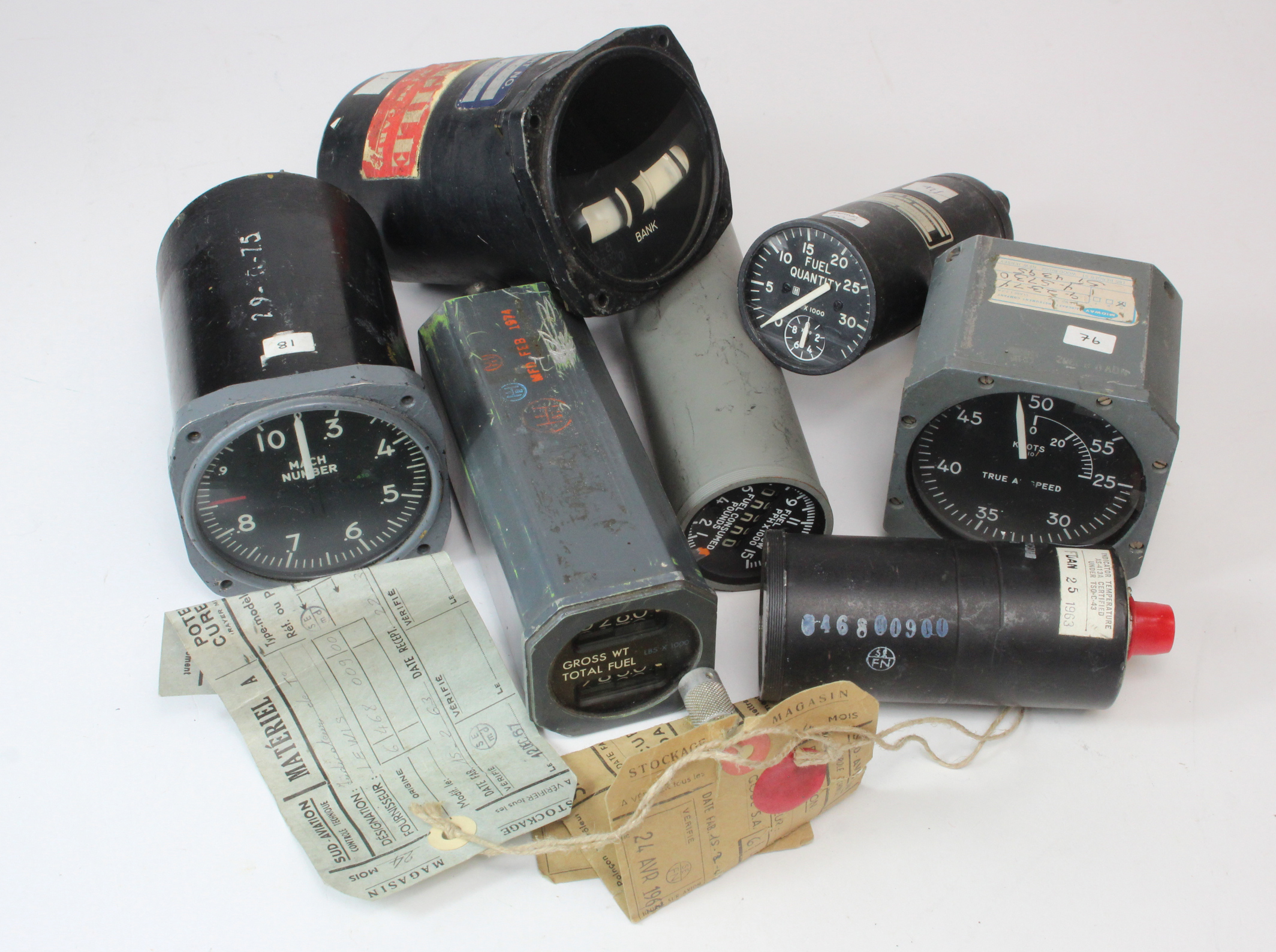 Various Aircraft instruments, dials and fuel gauges (Qty)