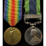 Victory Medal & India General Service Medal 1908-35 with Malabar 1921-22 bar to 1342 Cpl Arthur