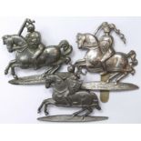 Badges (3) original Fife & Forfar Regt., white metal badges (one version with no sword)