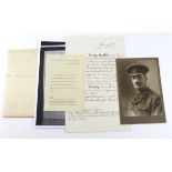 WW1 documents and portrait photo with OBE award documents to Lieutenant Colonel Albert W.C.