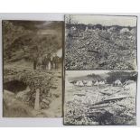 IRA interest - early RP postcard of a Bridge blown up near Ballina Eire, plus two photos of garrison