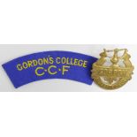 Badges (2) Gordon's Boys School, Old Woking, Surrey, O.T.C. brass hat badge + a cloth Title for