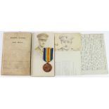 Victory Medal named Lieut C F Smith RAF. With Pilots Flying log Book for 5/8/1916 to 2/9/1919,