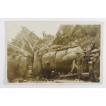 Railway Disaster at Wombwell, Yorkshire: A great real photo postcard of the Great Central Railways