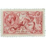 GB - 1915 GV 5/- pale carmine [worn plate], De la Rue printing, SG 410, cat. £800, few short