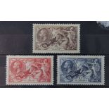 GB - 1934 GV Seahorse set SG450/2 mm. Fresh appearance, 2/6 and 5/- toned gum. 10/- toned gum and