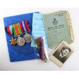 WW2 group to 2001010 LACW B E Patten RAF. 1939-45 Star, Defence & War Medals. RAF Service &