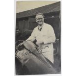 Motor Sport RP postcard (trimmed) of the legendary Freddie Dixon in overalls, next to one of his
