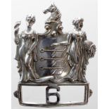 American, New Jersey, chromed medal Hat badge No. 6 , screw fitting on reverse.