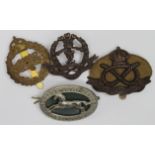 Badges (4) original Bays, Northamptonshire Yeomanry, South Staffordshire Regt. & Middlesex Regt. (