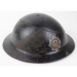 WW2 Worcestershire Fire Service helmet with good decal on the front.