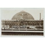 Railway Station. Addison Road Kensington railway station, London Olympia exhibition centre, 1912