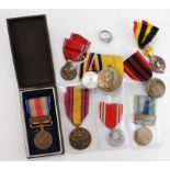 World medals inc Japanese x3, Belgium x3 possible Resistance linked, Imperial German pair mounted as