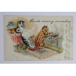 Louis Wain cats postcard - Tuck: Quite among ourselves, postally used 1904.