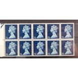 GB - 1967 1/6d greenish blue & deep blue OMITTED PVA gum in Unmounted Mint marginal block of ten,