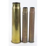 WW1 1917 3ld brass shell case with 2x WW1 3ld brass shell cases.