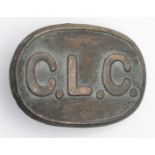 Badge a CLC Chinese Labour Corps pressed metal cap badge, toned