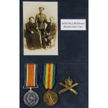 BWM & Victory Medal to 34392 Pte J McKinnon MGC, with photo and cap badge. Born Liverpool. (2)