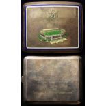 Cardiff City FC - silver and enamelled silver cigarette case, reverse engraved 'In Commemorate an