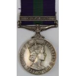 GSM QE2 with Cyprus clasp named (1866539 Cpl K.Soulsby RAF).