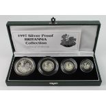 Britannia Silver Proof four coin set 1997 aFDC/FDC (some slight toning) Boxed as issued