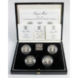 One Pound Silver Proof Piedfort four coin set 1984 - 1987 aFDC -FDC boxed as issued