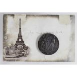 French Souvenir Medal, silvered bronze d.41mm, for ascending the summit of the Eiffel Tower, toned