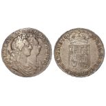 Halfcrown 1689, second shield, no frosting, with pearls, S.3435, aVF