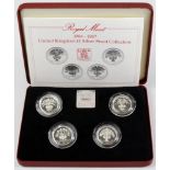 One Pound Silver Proof Piedfort four coin set 1984 - 1987 FDC boxed as issued