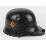 German WW2 double decal Police helmet complete with part liner and chin strap.