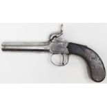 Pocket Pistol, 19th century percussion turn off barrel pocket pistol circa 1840. Round steel barrel.