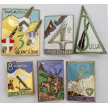 Italian Alpine related enameled bronze badges (6)