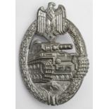 German WW2 Panzer Assault badge, silver grade, FLL maker marked