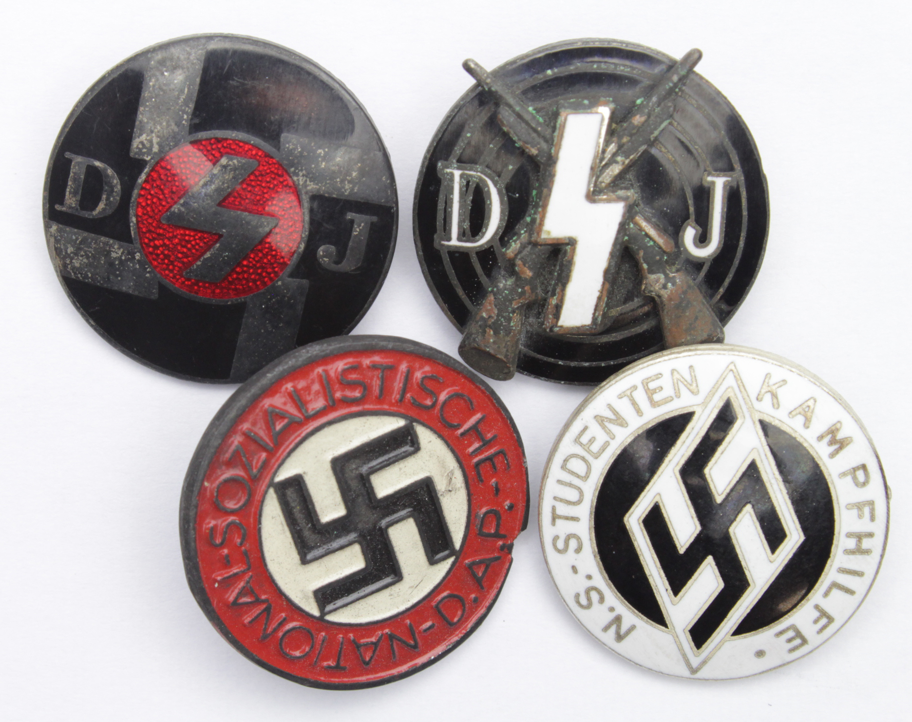 German HJ Hitler Youth lapel badges & 2x others
