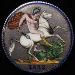 Enameled Coin: GB George IV Crown 1822 with reverse enameled, slightly chipped rim.