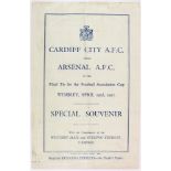 Cardiff City FC - 1927 FA Cup Final 23rd April v's Arsenal Special Souvenir supplement issued by the