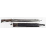 Bayonet WW1 German 98/05 Butchers first pattern unit marked in its correct leather scabbard.