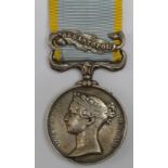Crimea Medal with Sebastopol clasp engraved to Dvr Edn Davis Rl Horse Arty. Confirmed to roll as