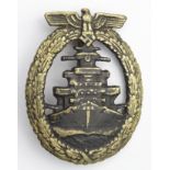 German Kriegsmarine High Seas Fleet War badge, Adolf Bock / Schwerin, Berlin