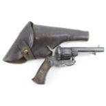 19th Century Belgium pinfire revolver in good condition with most of its original blueing finish. In