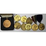 British Commemorative Medals (9) various 1911 to 1953 Coronation in "golden" bronze alloy, two