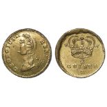 Coin Weight, brass d.17mm: George II portrait '1/2 Guinea W', EF