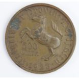 Germany, Weimar post-WWI Westfalia hyperinflation 500 Mark bronze medal 1923 d.38mm, nEF, a touch of