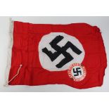 German 1939 dated NSDAP party flag with enamel plaque.