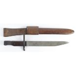 Bayonet: Ross Rifle Model 1910 with modified blade 10". Pommel dated '2.17 & Ross Rifle Co'. In